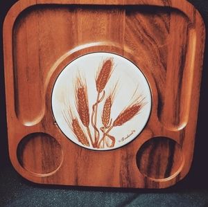 Goodwood vintage 1950s wooden wheat serving tray
